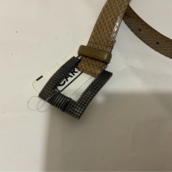 New CARLISLE~ Women\'s Genuine Lizard Leather Belt ~beige Size M  USA main image 6